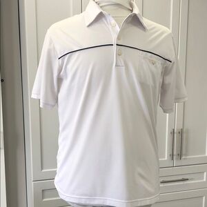 Adidas White Polo Shirt | Men’s Medium | Short Sleeve | Contrast Piping Detail